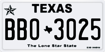 TX license plate BBO3025