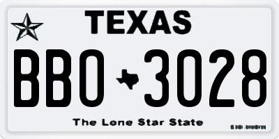 TX license plate BBO3028