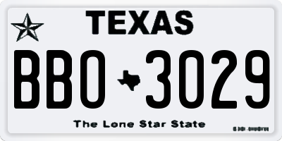 TX license plate BBO3029