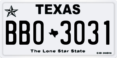 TX license plate BBO3031
