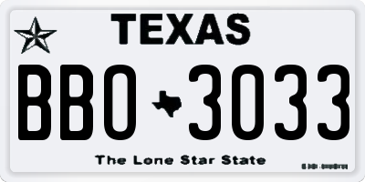 TX license plate BBO3033