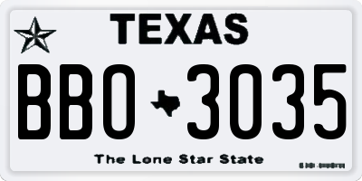 TX license plate BBO3035
