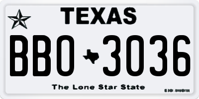 TX license plate BBO3036