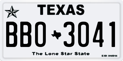 TX license plate BBO3041