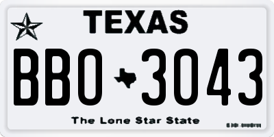 TX license plate BBO3043