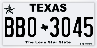 TX license plate BBO3045