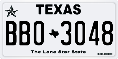 TX license plate BBO3048