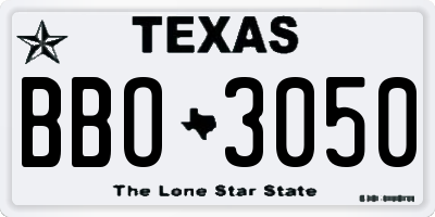 TX license plate BBO3050