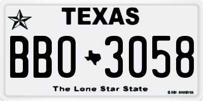 TX license plate BBO3058