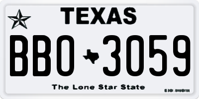 TX license plate BBO3059