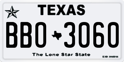 TX license plate BBO3060