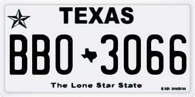 TX license plate BBO3066