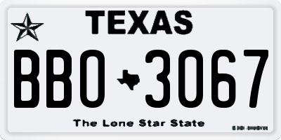 TX license plate BBO3067