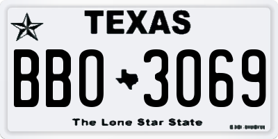 TX license plate BBO3069