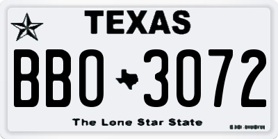 TX license plate BBO3072