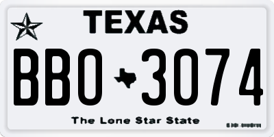 TX license plate BBO3074