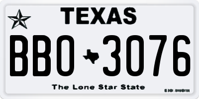 TX license plate BBO3076