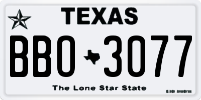 TX license plate BBO3077