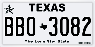 TX license plate BBO3082