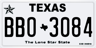TX license plate BBO3084