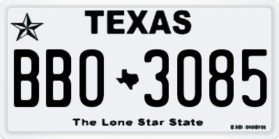 TX license plate BBO3085