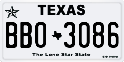 TX license plate BBO3086