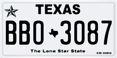 TX license plate BBO3087