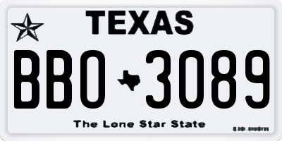 TX license plate BBO3089