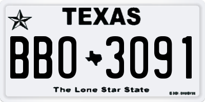TX license plate BBO3091