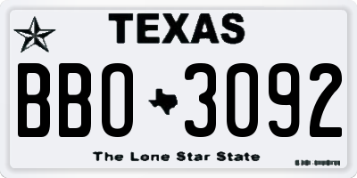 TX license plate BBO3092