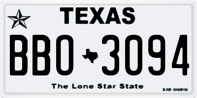 TX license plate BBO3094