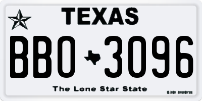 TX license plate BBO3096