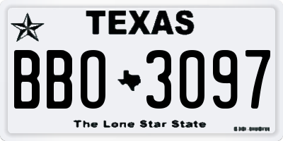 TX license plate BBO3097