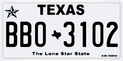 TX license plate BBO3102