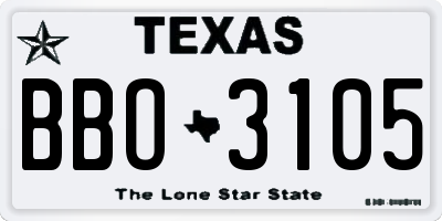 TX license plate BBO3105