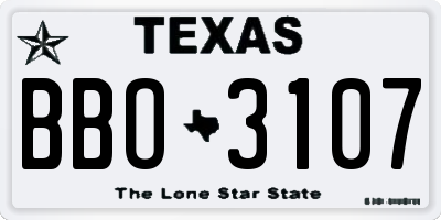 TX license plate BBO3107