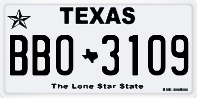 TX license plate BBO3109