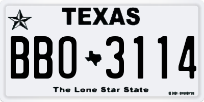 TX license plate BBO3114