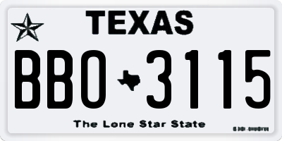 TX license plate BBO3115