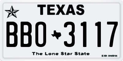 TX license plate BBO3117