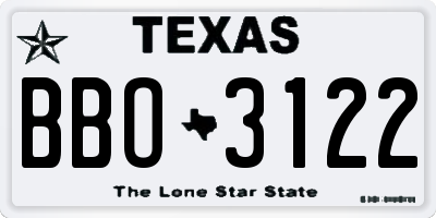 TX license plate BBO3122