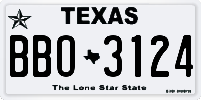 TX license plate BBO3124