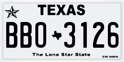 TX license plate BBO3126