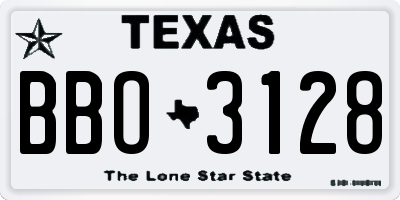TX license plate BBO3128