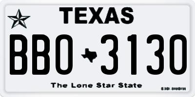TX license plate BBO3130
