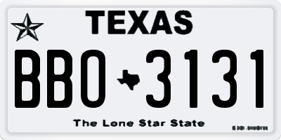TX license plate BBO3131