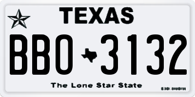 TX license plate BBO3132