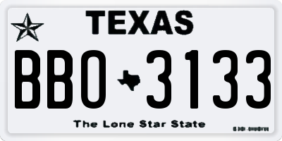 TX license plate BBO3133