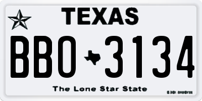 TX license plate BBO3134