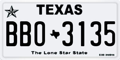 TX license plate BBO3135